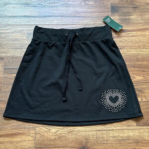 Wild Fable Women’s Black Heart Sequined Pull-On Knee Length Skirt Size Small NWT